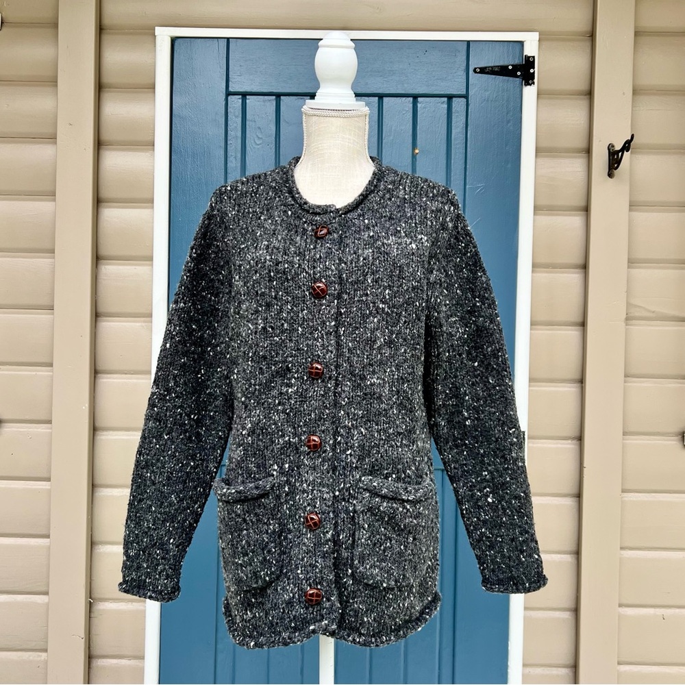 Aran Woollen Mills Women's Gray Tweed Sweater Women Size XL
